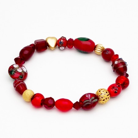 Bracelet élastique  perles naturelles, Swarovski et perles verres